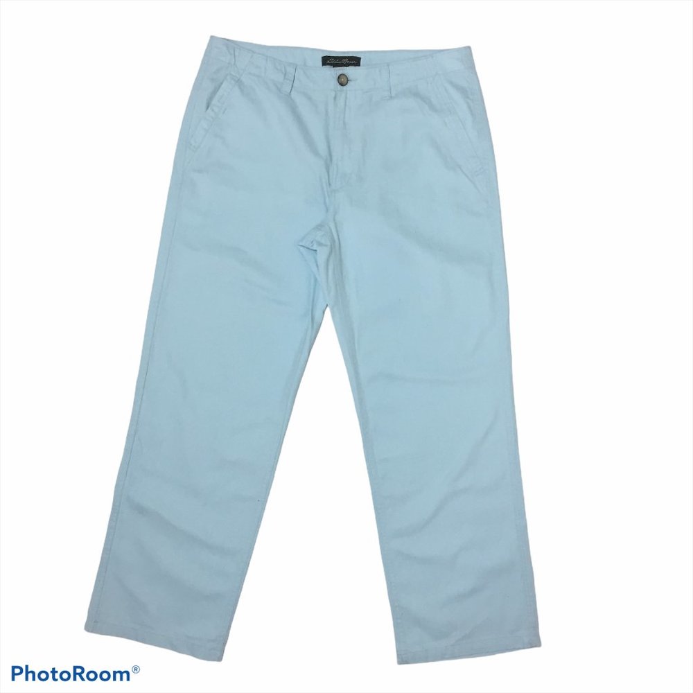 NEW EDDIE BAUER Womens 18 (36X31) Blue Cotton Twill Straight Let 5 Pocket Pants